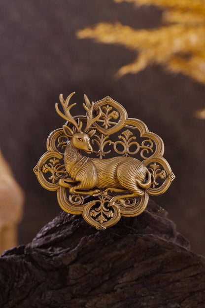 Oxidised Antique Gold Brass Brooch