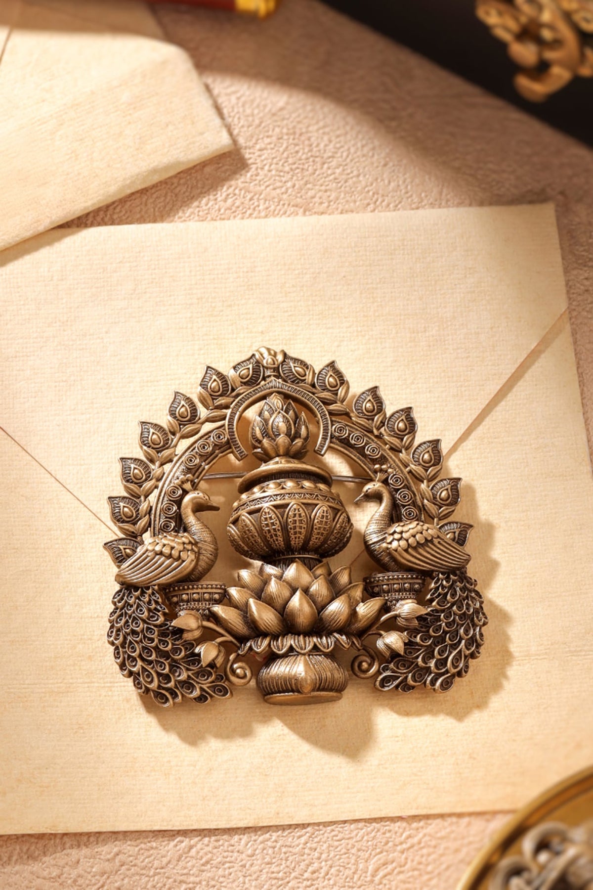 Oxidised Antique Gold Brass Brooch
