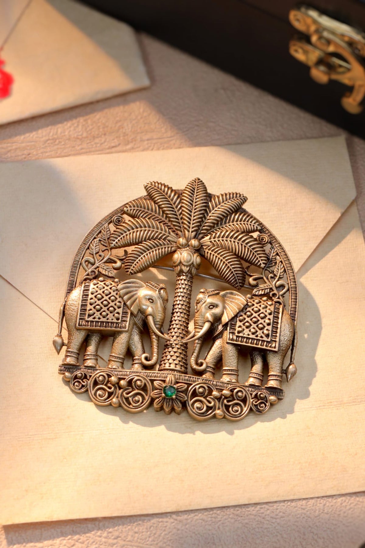 Oxidised Antique Gold Brass Brooch