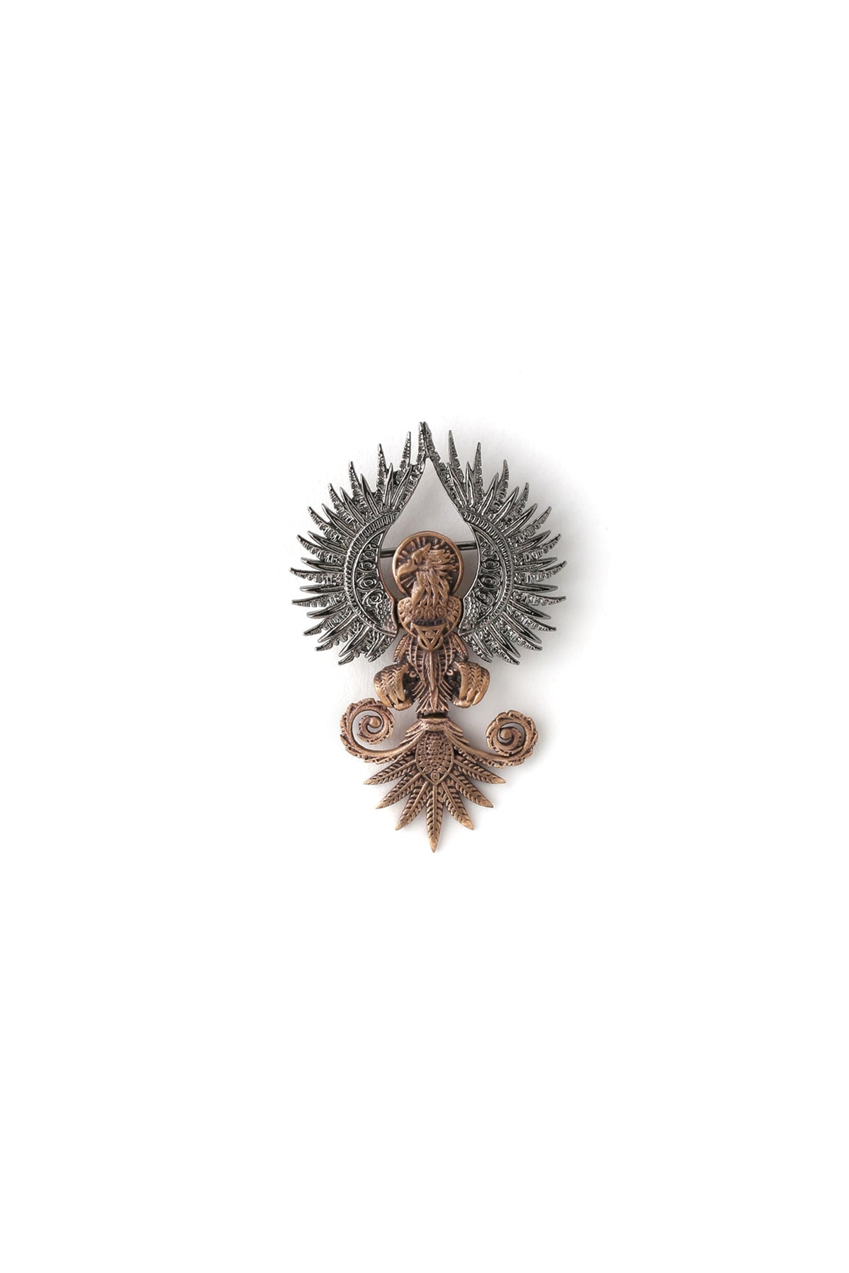 Antique Gold Rising Pheonix Brass Brooch