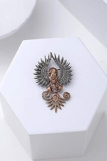 Antique Gold Rising Pheonix Brass Brooch