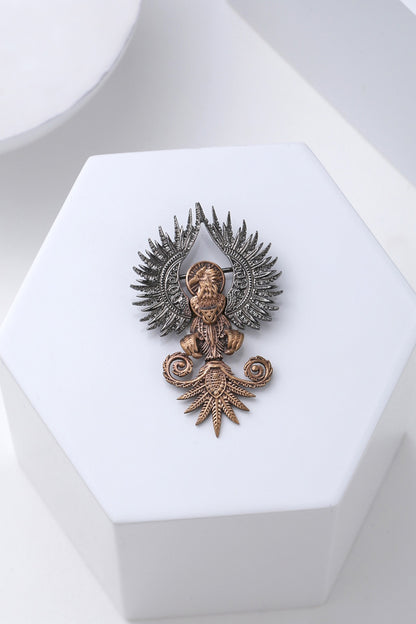 Antique Gold Rising Pheonix Brass Brooch