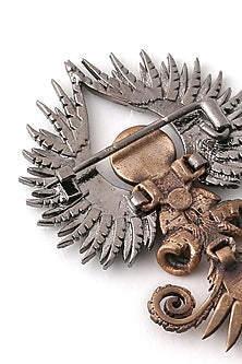 Antique Gold Rising Pheonix Brass Brooch