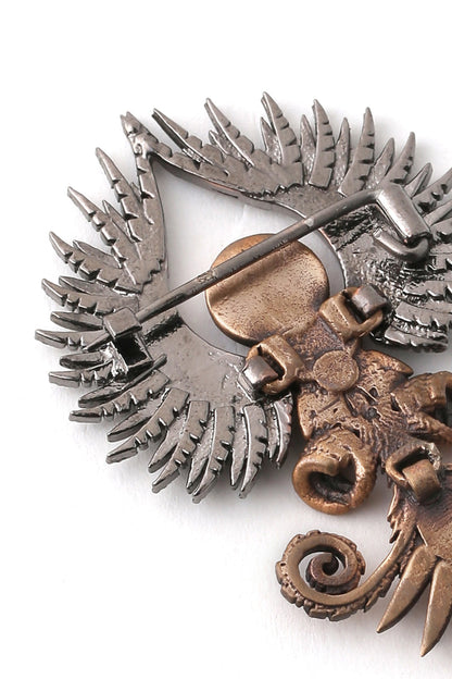Antique Gold Rising Pheonix Brass Brooch