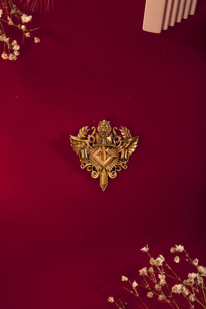 Antique Gold Knight Lion Brooch