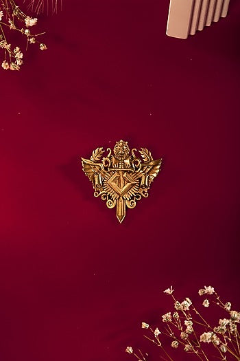 Antique Gold Knight Lion Brooch