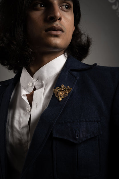 Antique Gold Knight Lion Brooch