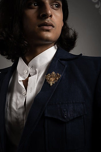 Antique Gold Knight Lion Brooch