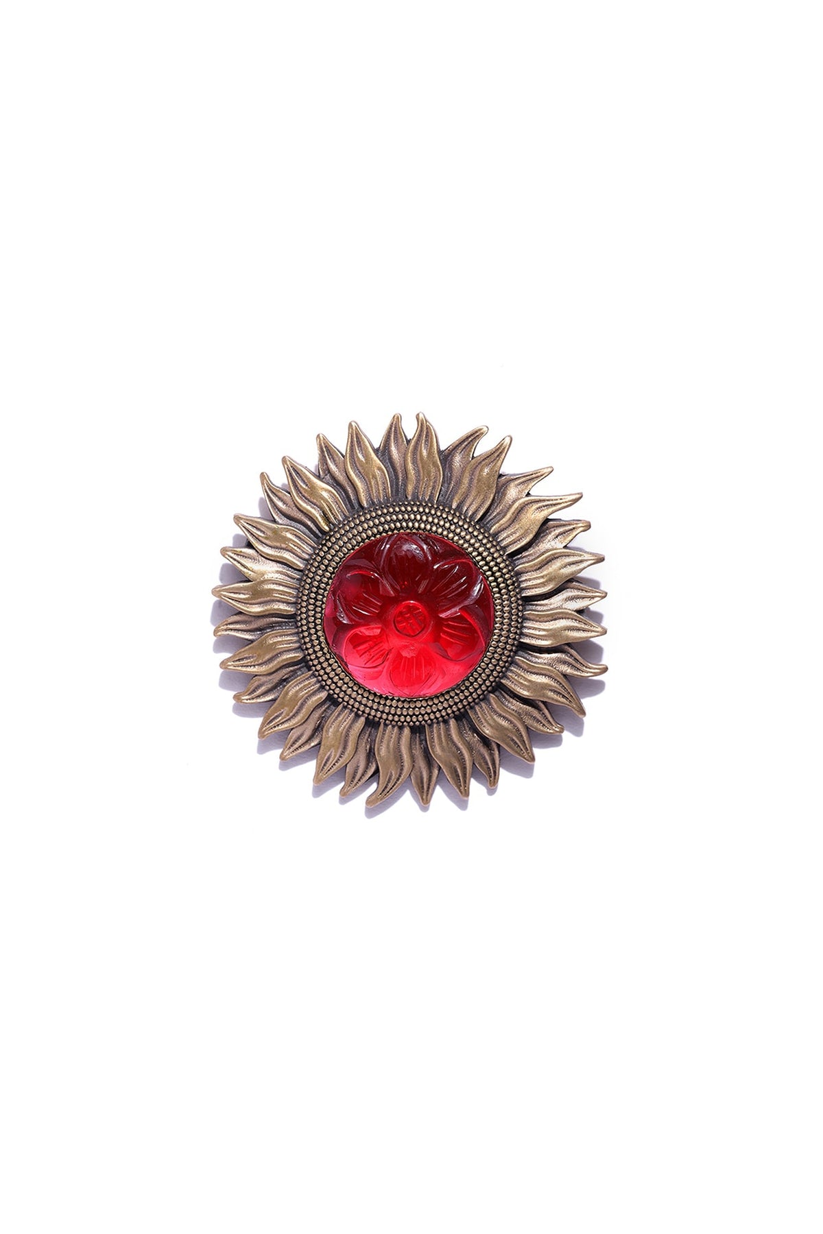 Antique Gold Brass Sun Brooch