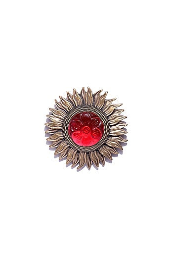 Antique Gold Brass Sun Brooch