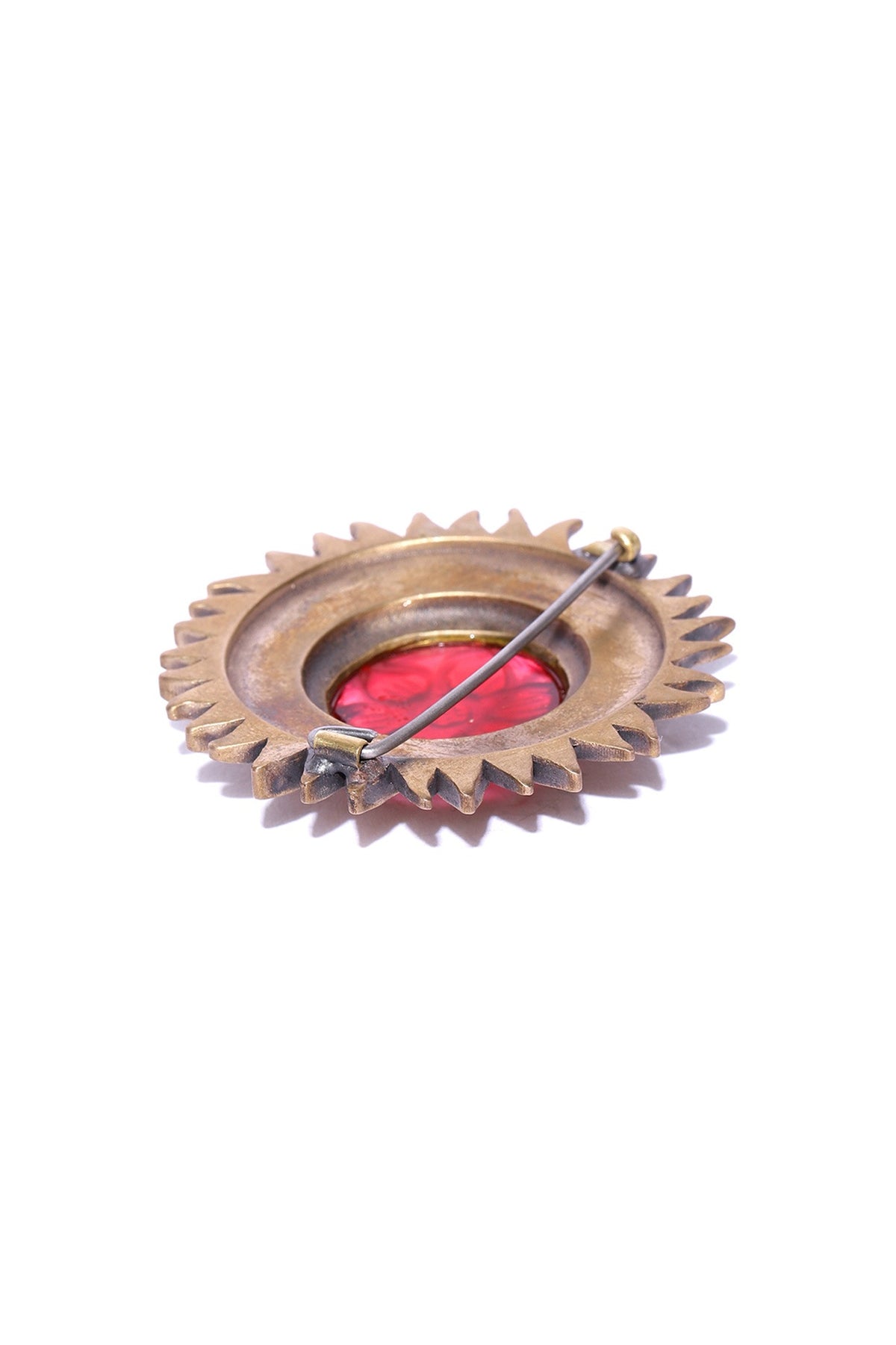 Antique Gold Brass Sun Brooch