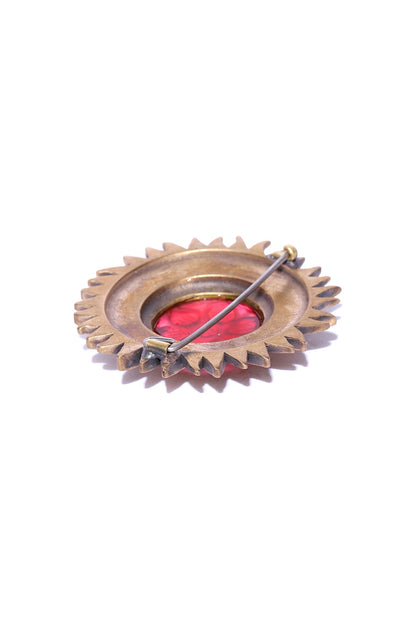 Antique Gold Brass Sun Brooch