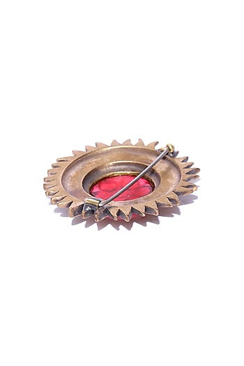 Antique Gold Brass Sun Brooch