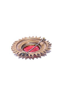 Antique Gold Brass Sun Brooch