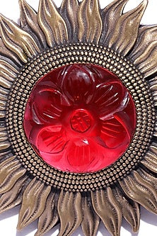 Antique Gold Brass Sun Brooch