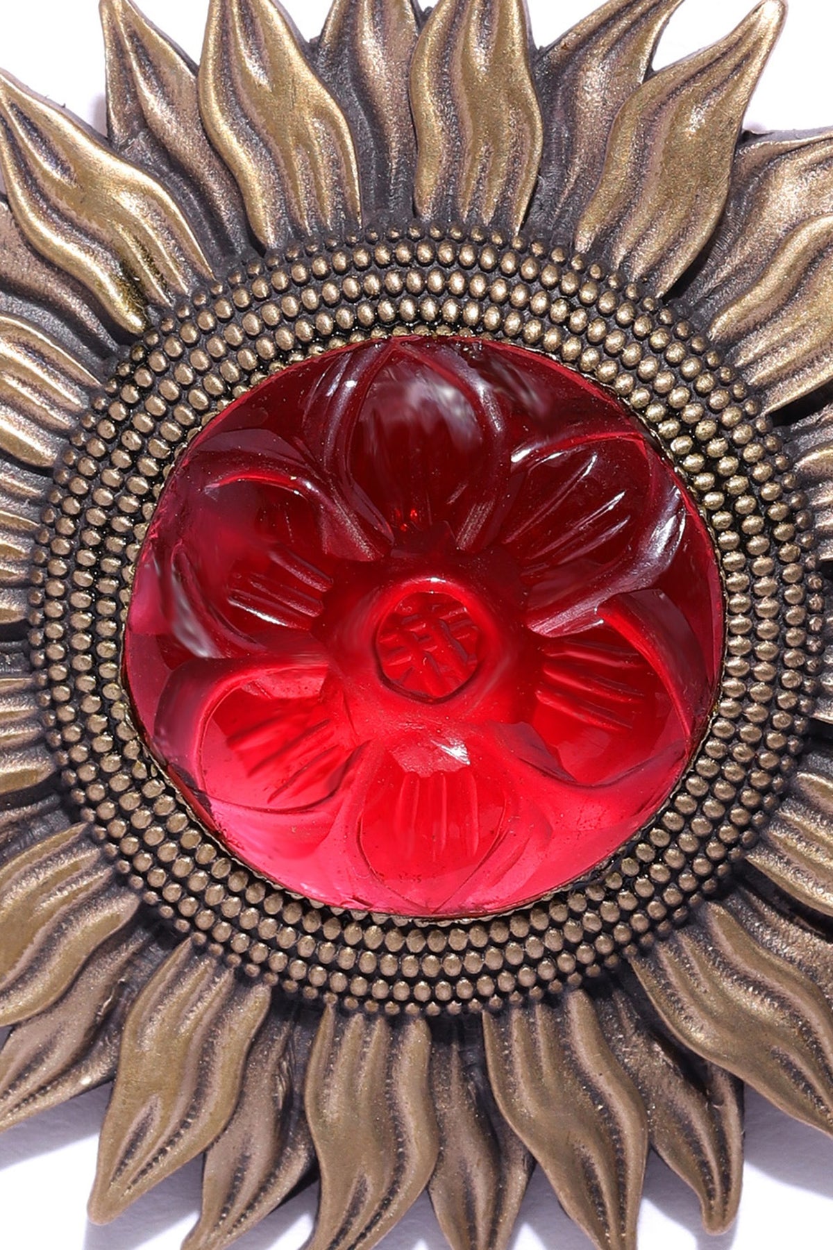 Antique Gold Brass Sun Brooch