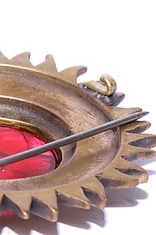 Antique Gold Brass Sun Brooch