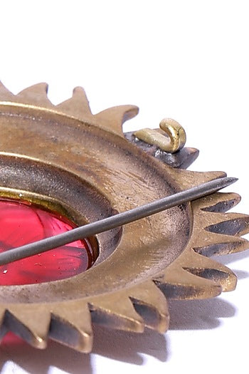 Antique Gold Brass Sun Brooch
