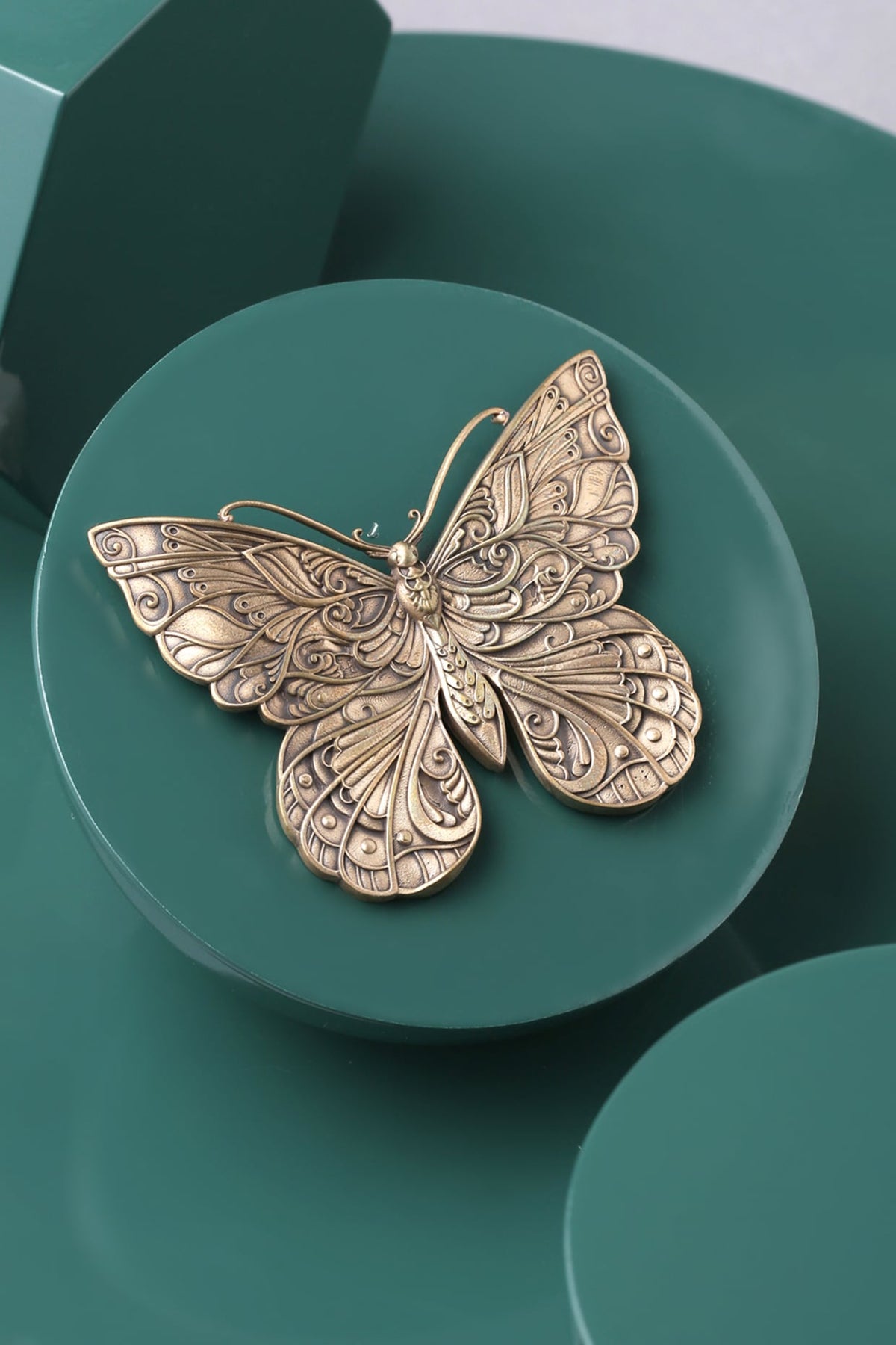 Antique Gold Brass Butterfly Brooch
