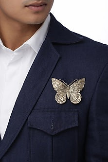 Antique Gold Brass Butterfly Brooch