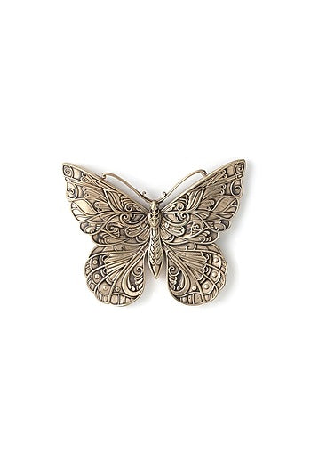 Antique Gold Brass Butterfly Brooch