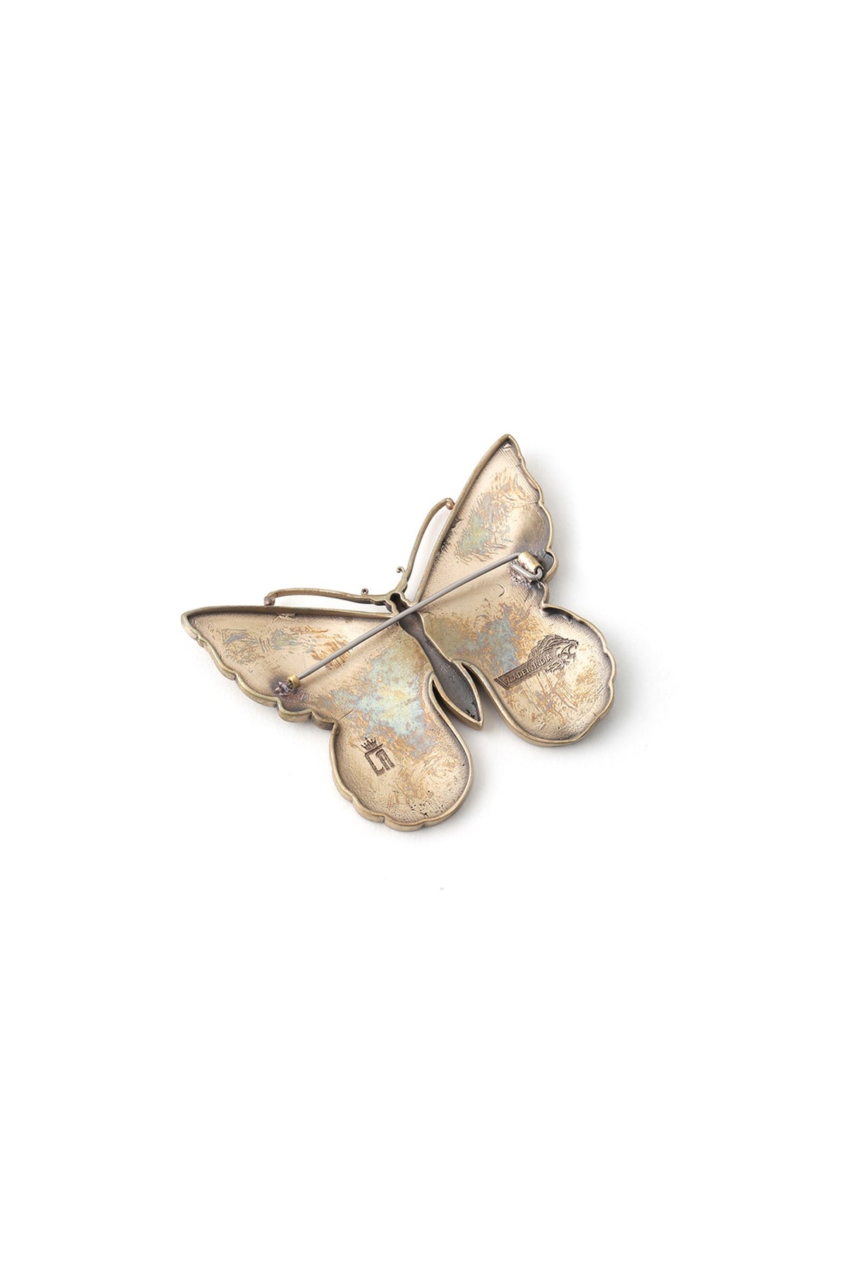 Antique Gold Brass Butterfly Brooch