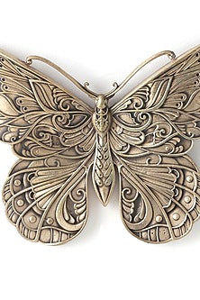 Antique Gold Brass Butterfly Brooch