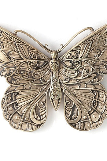 Antique Gold Brass Butterfly Brooch