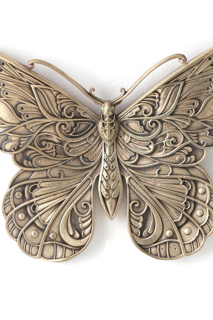 Antique Gold Brass Butterfly Brooch