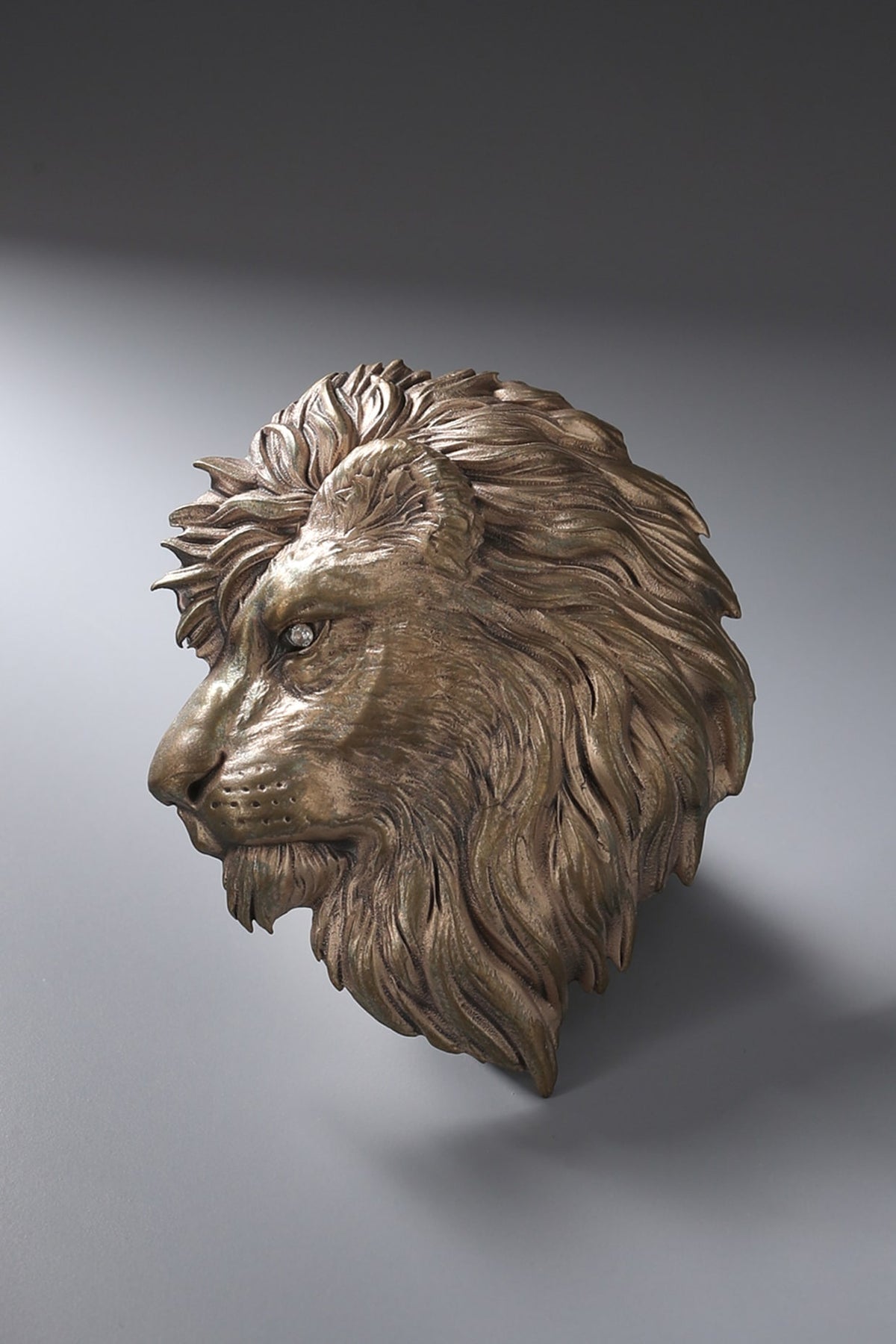 Antique Gold Brass Lion Brooch