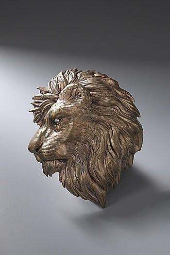 Antique Gold Brass Lion Brooch