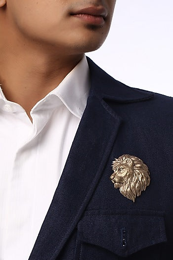 Antique Gold Brass Lion Brooch