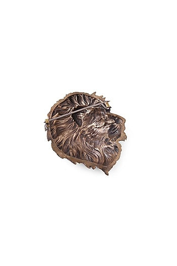 Antique Gold Brass Lion Brooch