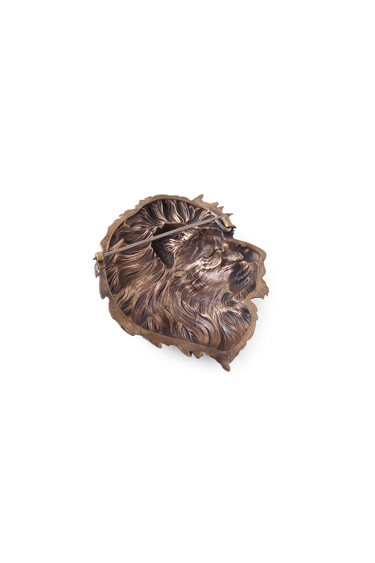 Antique Gold Brass Lion Brooch