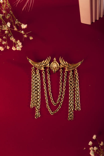 Antique Gold Brass Enigma Brooch
