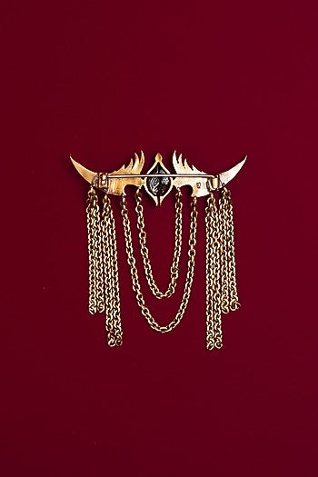 Antique Gold Brass Enigma Brooch