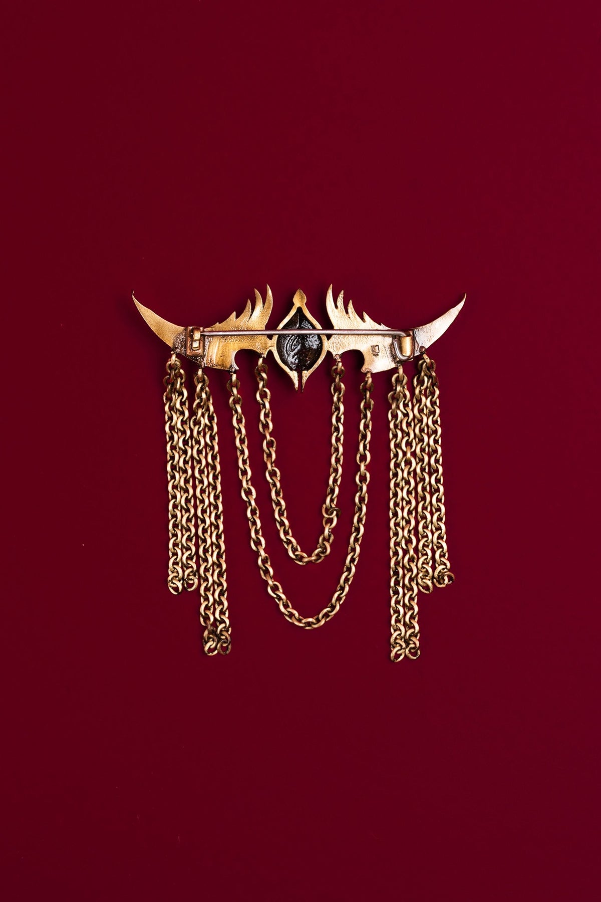 Antique Gold Brass Enigma Brooch