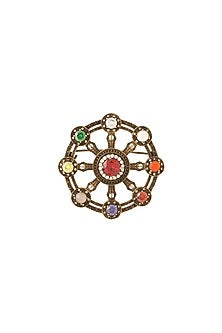 Antique Gold Brass Wheel of Fortune Brooch