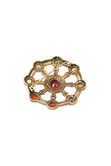 Antique Gold Brass Wheel of Fortune Brooch