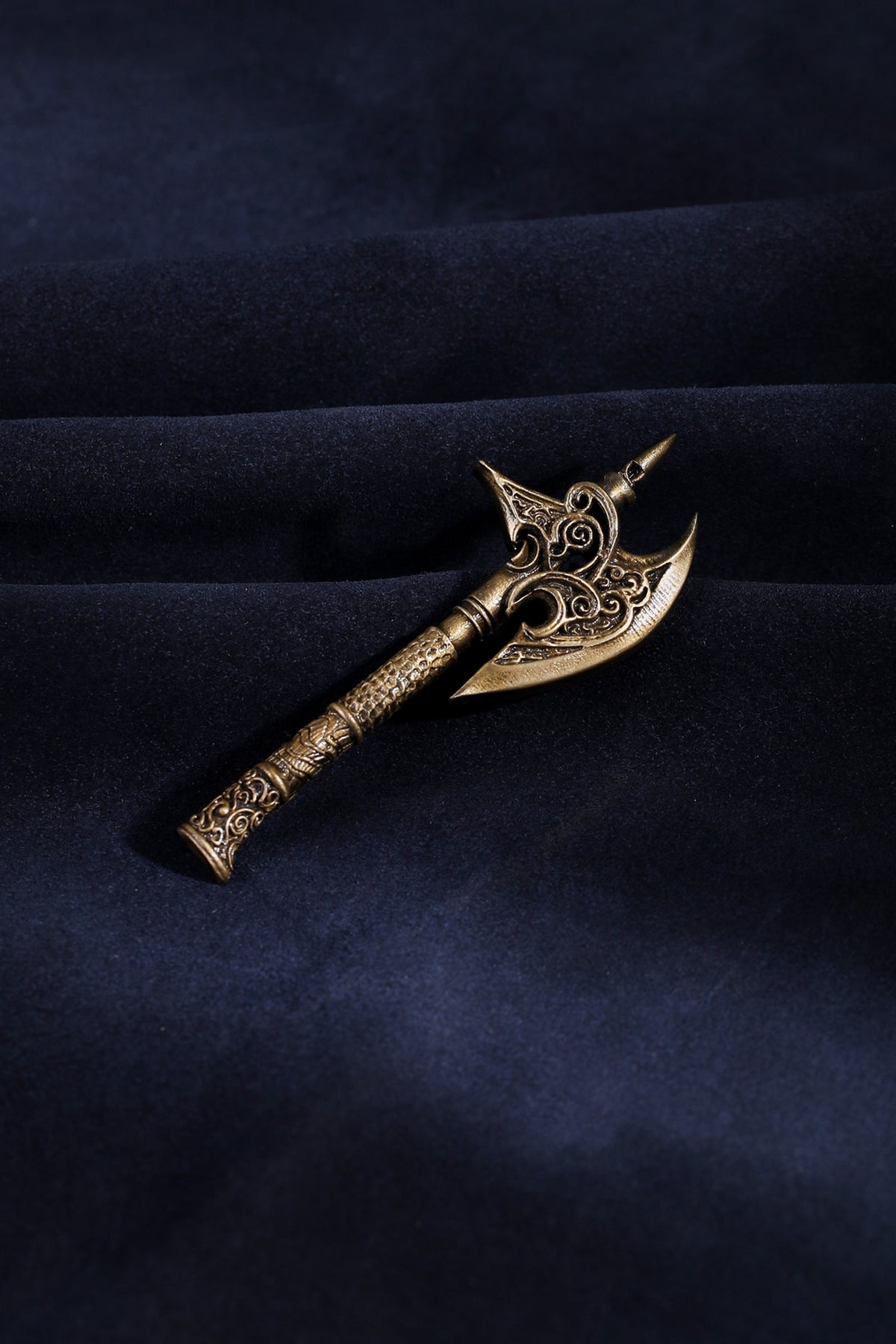 Antique Gold Brass Axe Brooch