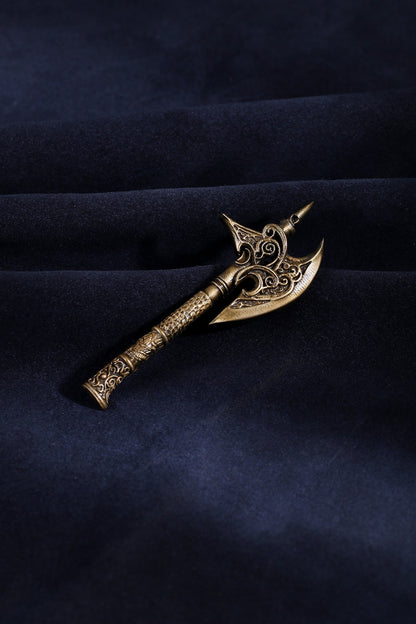 Antique Gold Brass Axe Brooch