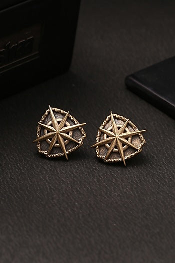 Antique Gold Brass Brooch & Collar Tip Set