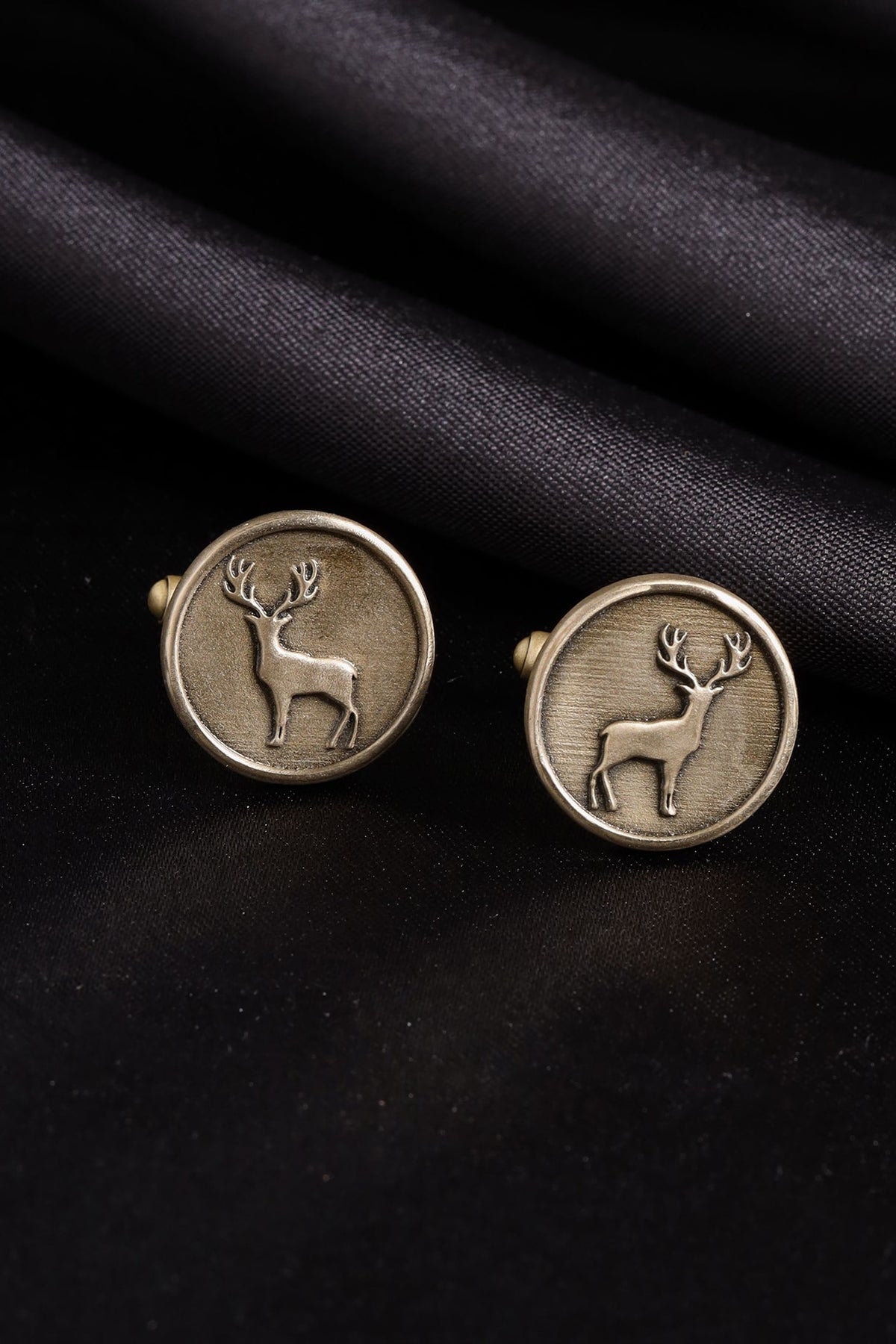 Antique Gold Brass Daring Deer Cufflinks (Set of 2)