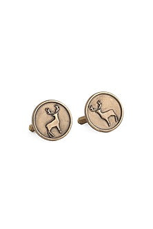 Antique Gold Brass Daring Deer Cufflinks (Set of 2)