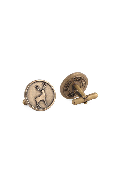 Antique Gold Brass Daring Deer Cufflinks (Set of 2)