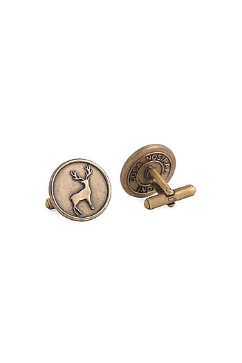 Antique Gold Brass Daring Deer Cufflinks (Set of 2)