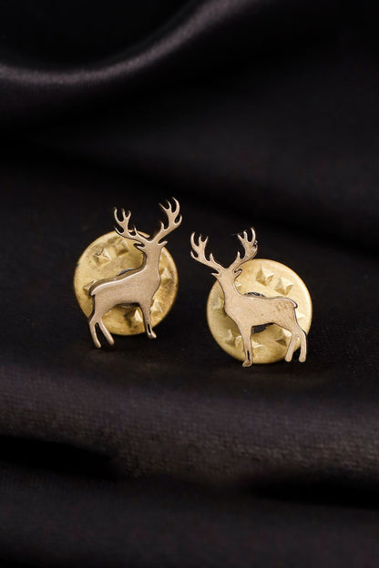 Antique Gold Brass Daring Deer Collar Tips (Set of 2)