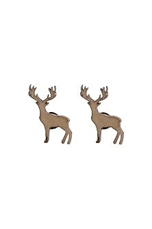 Antique Gold Brass Daring Deer Collar Tips (Set of 2)