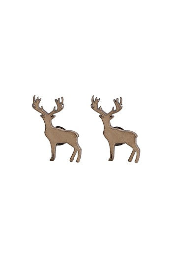 Antique Gold Brass Daring Deer Collar Tips (Set of 2)