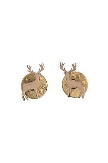 Antique Gold Brass Daring Deer Collar Tips (Set of 2)